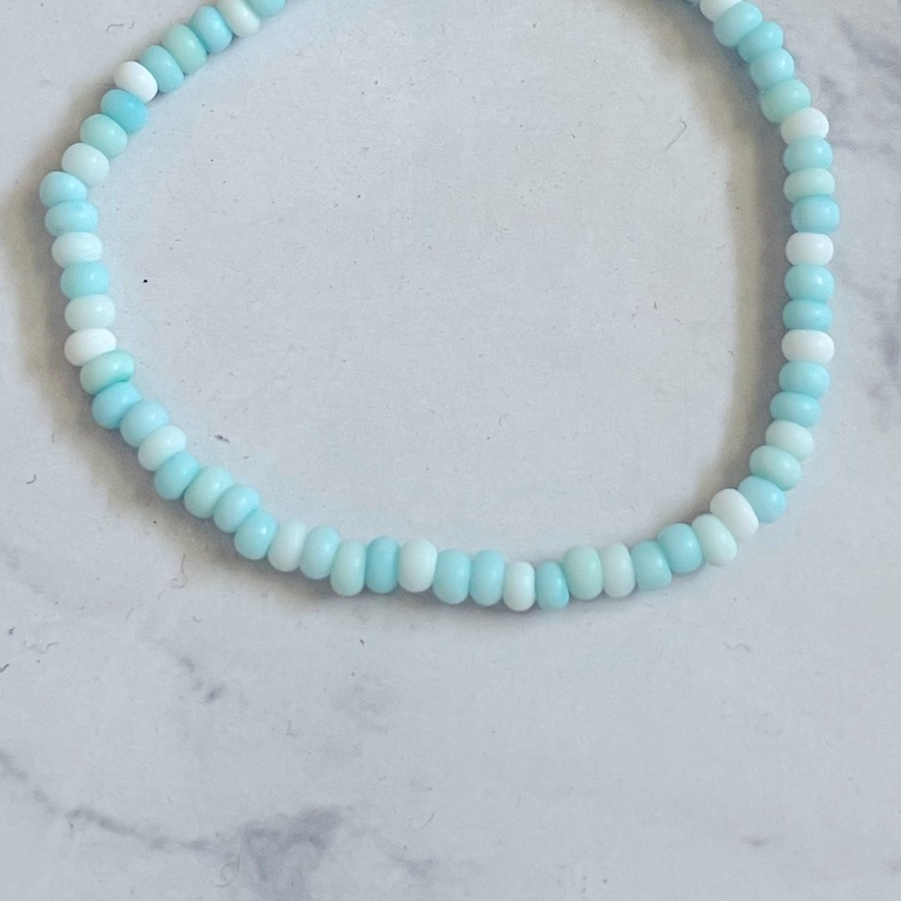 Kids pastel blue beaded stretch bracelet